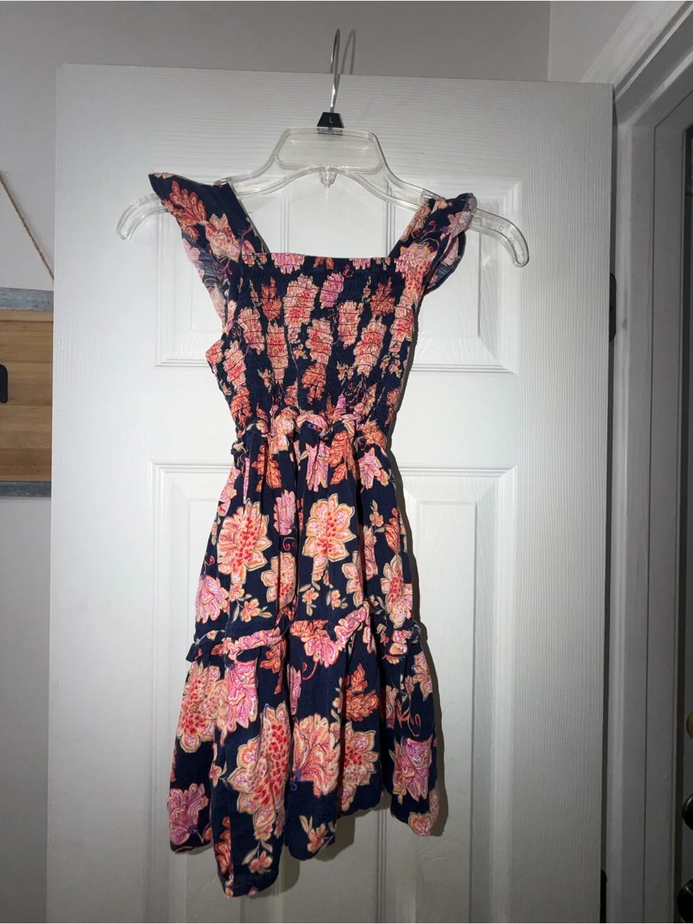 Old Navy Navy Floral Tiered Sundress with Pink and Coral Flowers